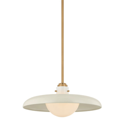 Troy Lighting Gustavo 1Lt 20" Pendant, Patina Brass/Opal Glossy - F2620-PBR-OW