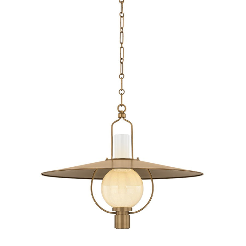 Troy Lighting Cahill 1 Light 30" Lantern, Patina Brass/Opal Seedy - F2730-PBR