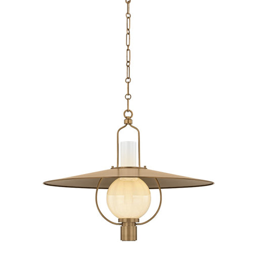 Troy Lighting Cahill 1 Light 30" Lantern, Patina Brass/Opal Seedy - F2730-PBR