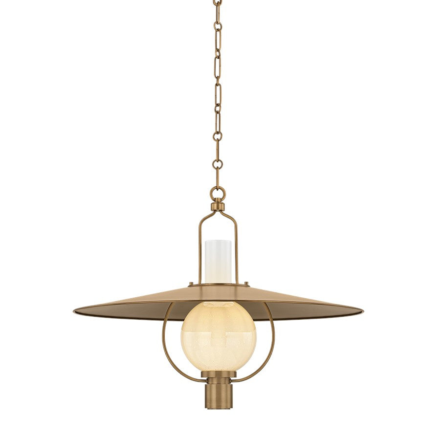 Troy Lighting Cahill 1 Light 30" Lantern, Patina Brass/Opal Seedy - F2730-PBR