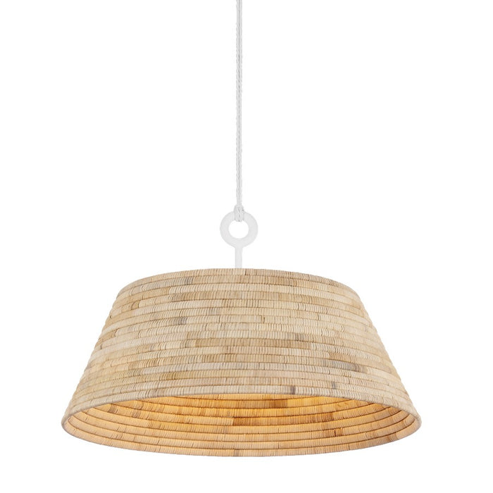 Troy Lighting Sequoia 1Lt 36" Pendant, Gesso White/Natural Rattan - F2836-GSW