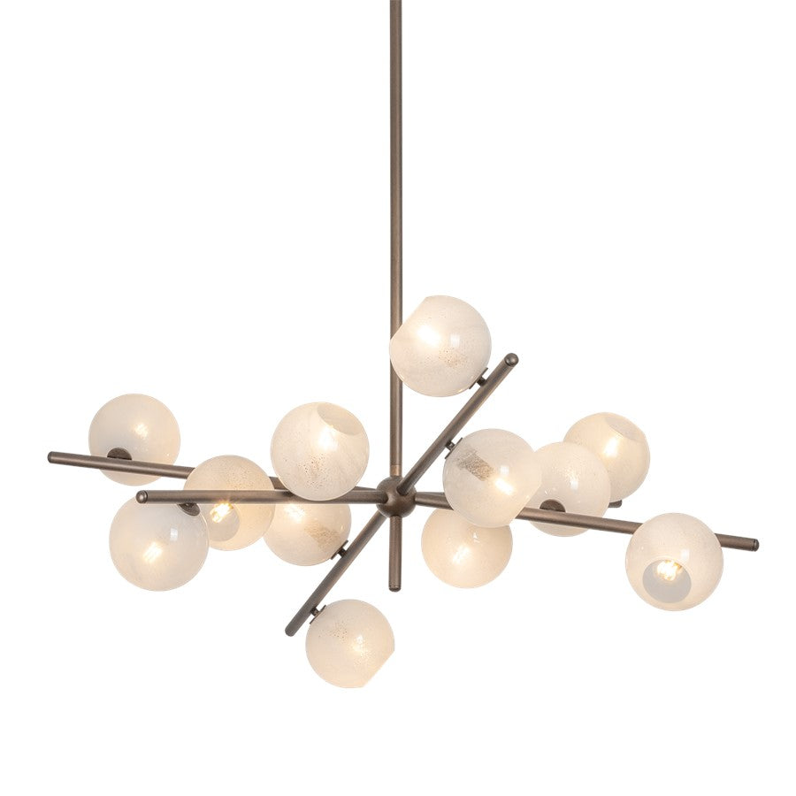 Troy Lighting Sonny 12 Light Chandelier, Bronze Leaf/Seeded Cloud - F2842-BRL