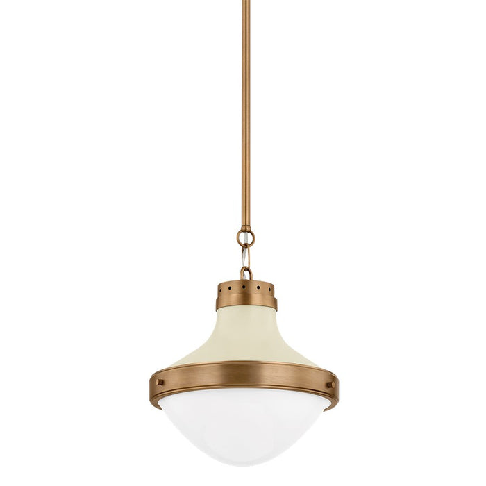 Troy Lighting Maxton 1 Light 14" Pendant, Brass/Sand/Opal Glossy - F3113-PBR-SSD