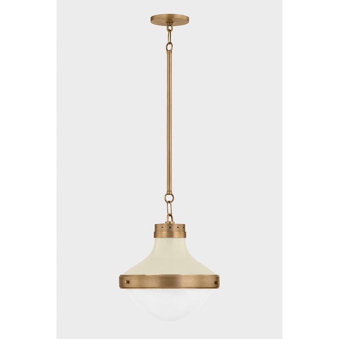 Troy Lighting Maxton 1 Light 14" Pendant, Brass/Sand/Opal Glossy