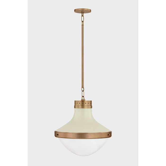 Troy Lighting Maxton 1 Light 18" Pendant, Brass/Sand/Opal Glossy