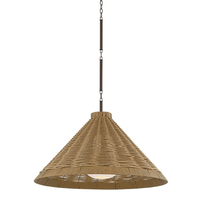 Troy Lighting Devlin 1 Light 28" Pendant, Bronze/All Weather Wicker - F3328-BRZ