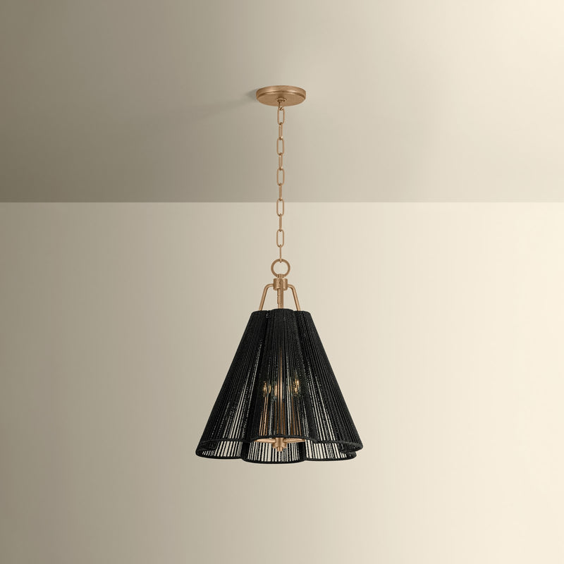 Troy Lighting Sonoma 3Lt Pendant, Gold Leaf/Espresso Abaca Rope