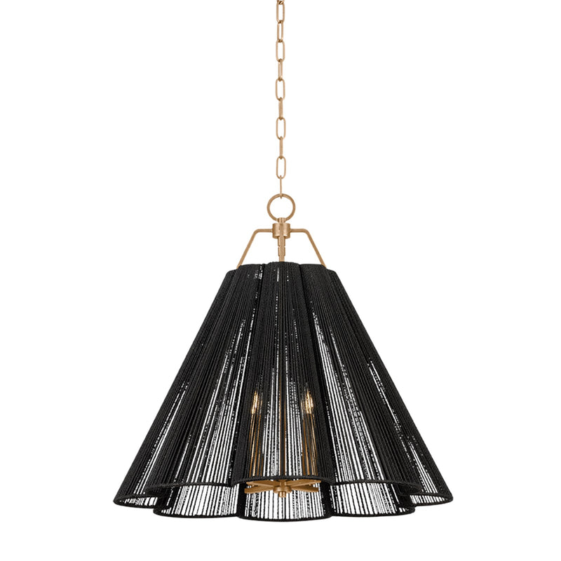 Troy Lighting Sonoma 4Lt Pendant, Gold Leaf/Espresso Abaca Rope
