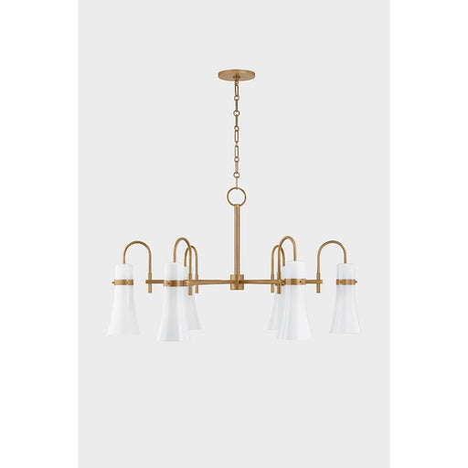 Troy Lighting Maple 6 Light Chandelier, Patina Brass/Seeded Opal
