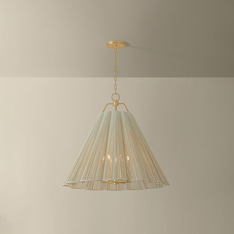 Troy Lighting Sonoma 6Lt Chandelier, Gold Leaf/Bleached Abaca Rope