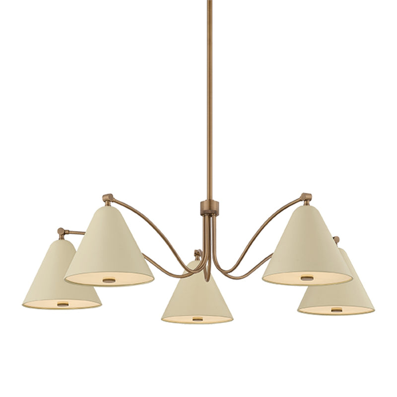 Troy Lighting Clive 5Lt Chandelier, Brs/Clear/Wht Etched Inside