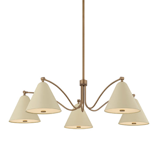 Troy Lighting Clive 5Lt Chandelier, Brs/Clear/Wht Etched Inside