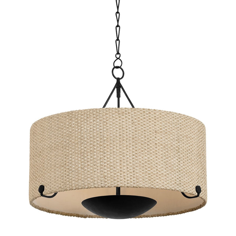 Troy Lighting Elias 4 Light Chandelier, Forged Iron/White Linen 1 - F3628-FOR