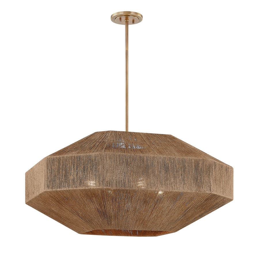 Troy Lighting Laken 4Lt 36" Chandelier, Patina Brass/Natural String - F3636-PBR