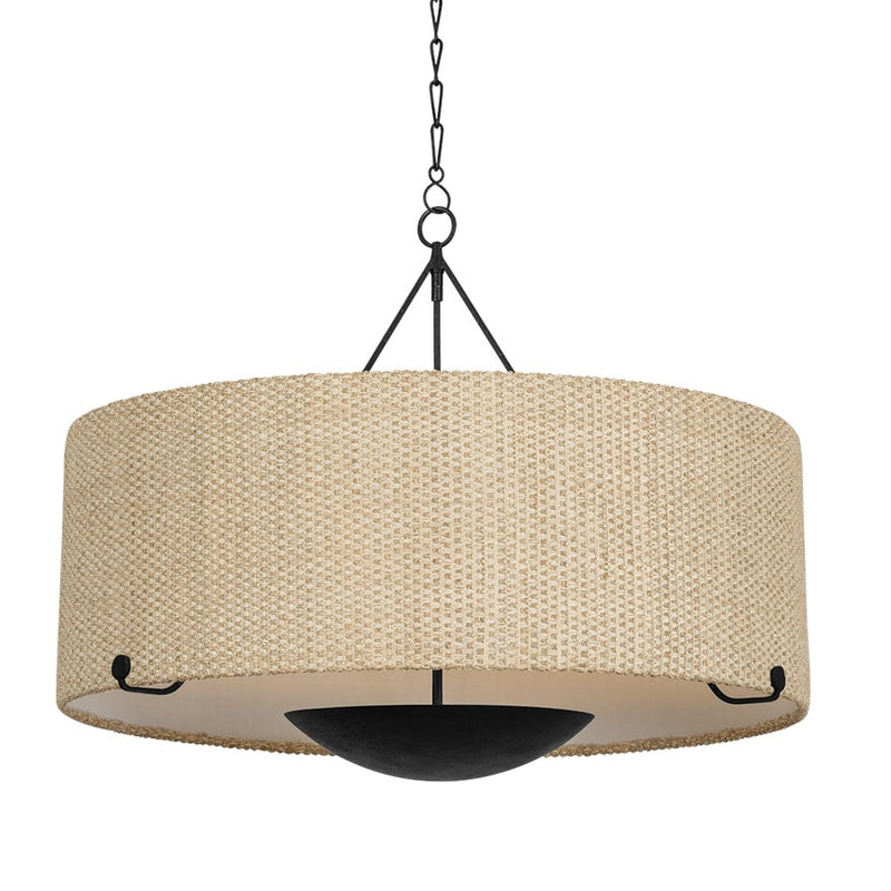 Troy Lighting Elias 6 Light Chandelier, Forged Iron/White Linen 1 - F3638-FOR