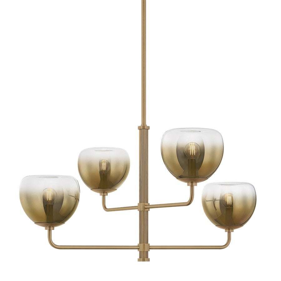 Troy Lighting August 4Lt Chandelier, Patina Brass/Ombre - F3734-PBR