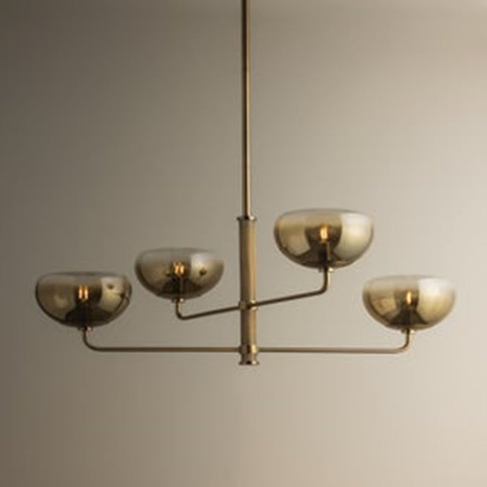 Troy Lighting August 4Lt Chandelier, Patina Brass/Ombre