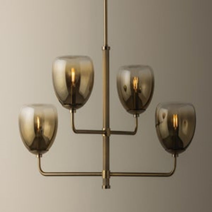 Troy Lighting August 4Lt Chandelier, Patina Brass/Ombre