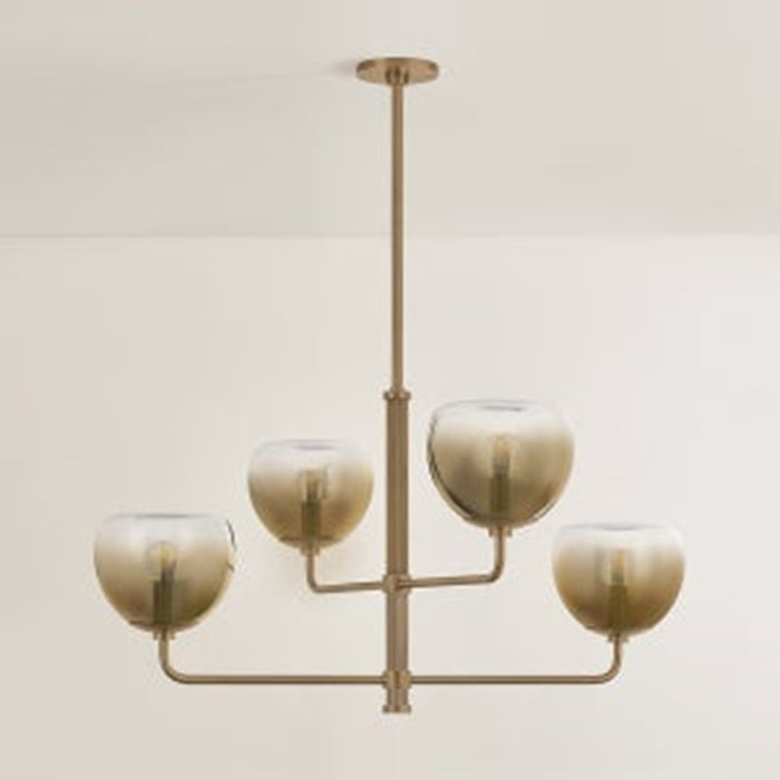 Troy Lighting August 4Lt Chandelier, Patina Brass/Ombre