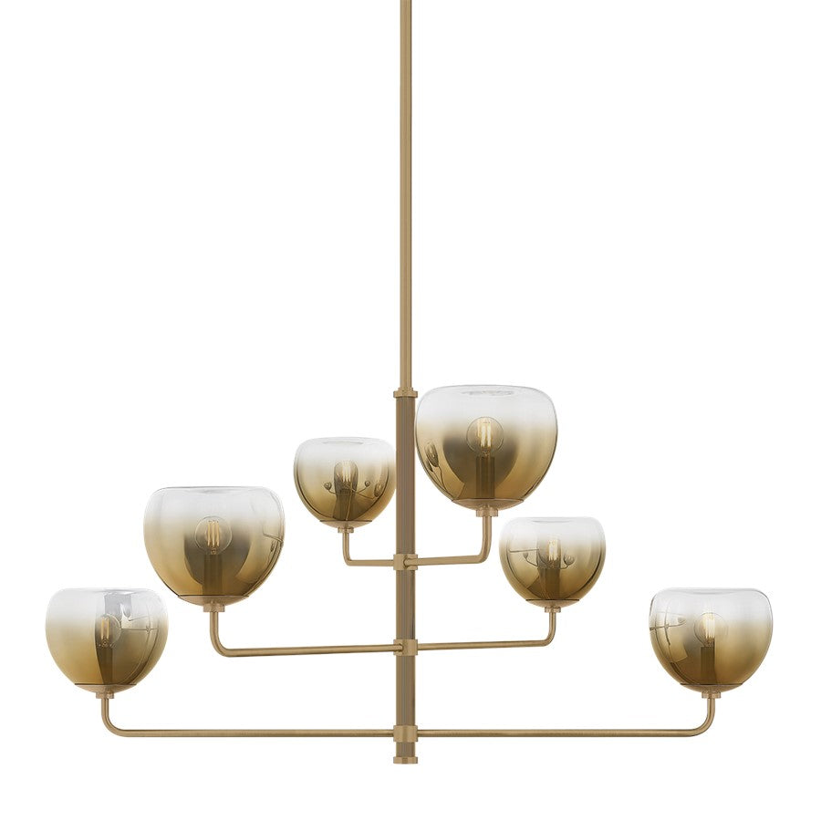 Troy Lighting August 6Lt Chandelier, Patina Brass/Ombre - F3745-PBR
