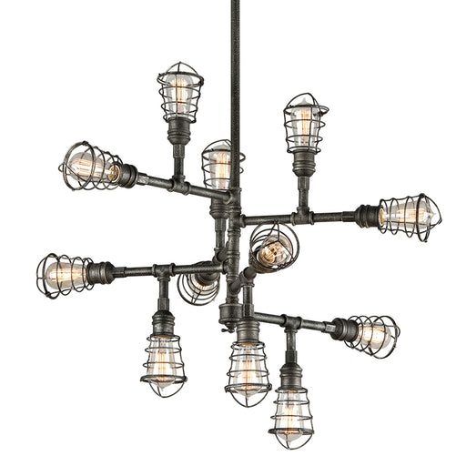 Troy Lighting Conduit 12 Light 34" Chandelier, Aged Pewter - F3817-APW