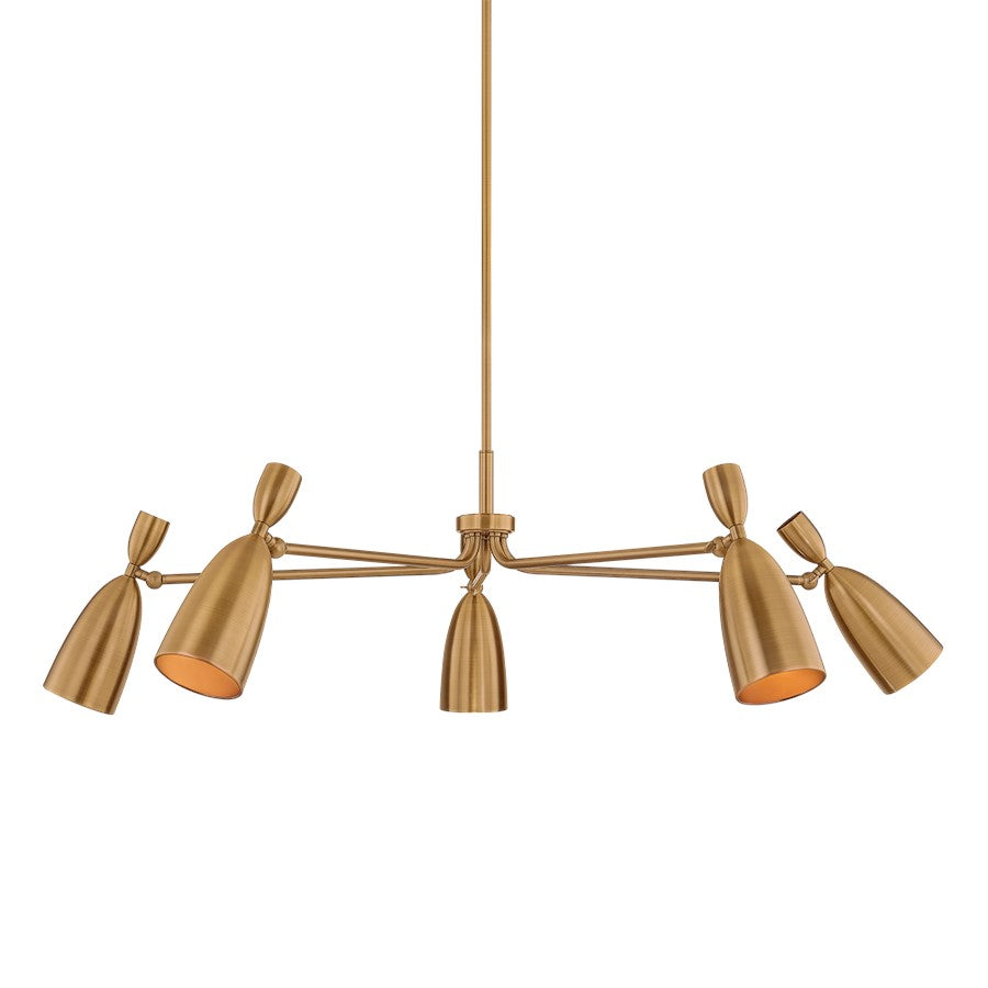Troy Lighting Spade 5 Light Chandelier, Patina Brass/Patina Brass - F4050-PBR