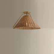 Troy Lighting Richard 1Lt 17"W Pendant, Patina Brass/Natural Rattan