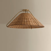 Troy Lighting Richard 1Lt 26"W Pendant, Patina Brass/Natural Rattan