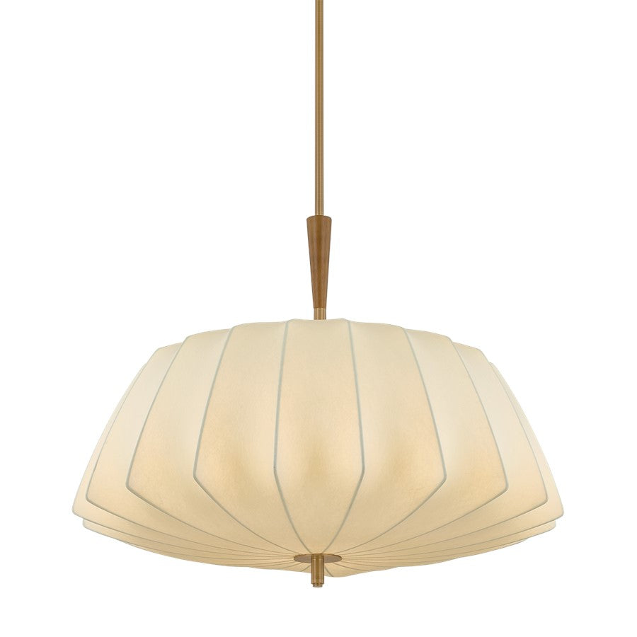Troy Lighting Flinders 1Lt 32" Pendant, Patina Brass/Polymer Fabric - F4332-PBR