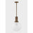 Troy Lighting Tobias 1 Light 12" Pendant, Bronze/Clear Inside Etched