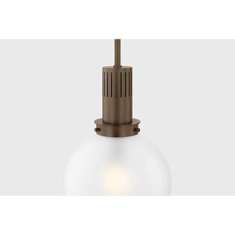 Troy Lighting Tobias 1 Light 12" Pendant, Bronze/Clear Inside Etched