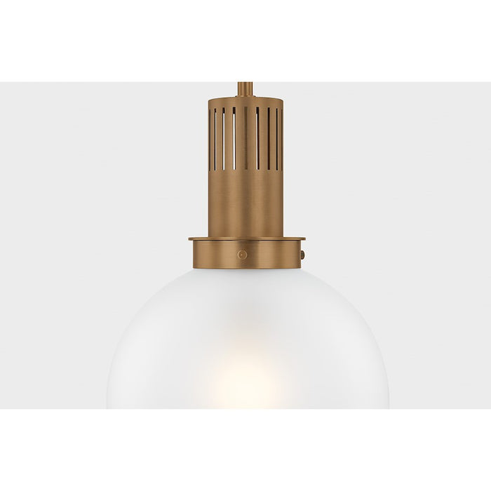 Troy Lighting Tobias 1 Light 12" Pendant, Brass/Clear Inside Etched