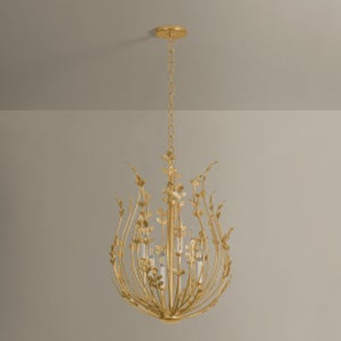 Troy Lighting Delmore 6Lt Chandelier, Vintage Gold Leaf