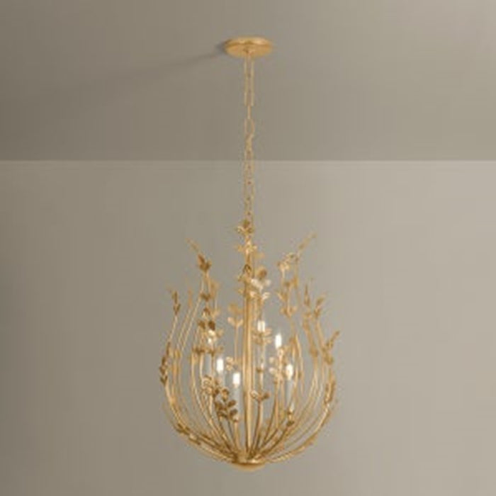 Troy Lighting Delmore 6Lt Chandelier, Vintage Gold Leaf