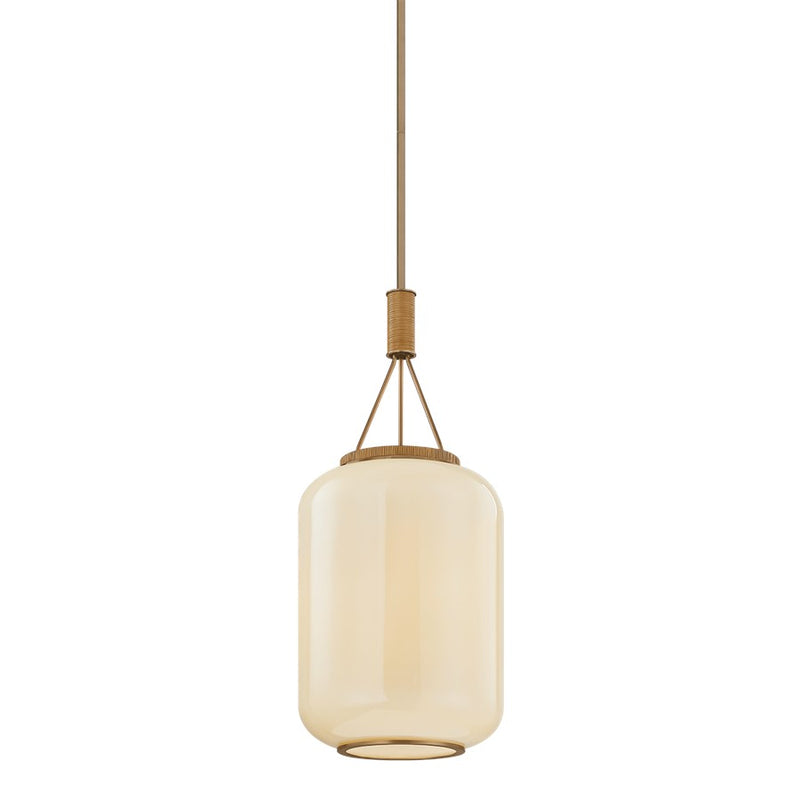 Troy Lighting Judson 1 Light 14" Lantern, Patina Brass/Cream Opal - F4814-PBR