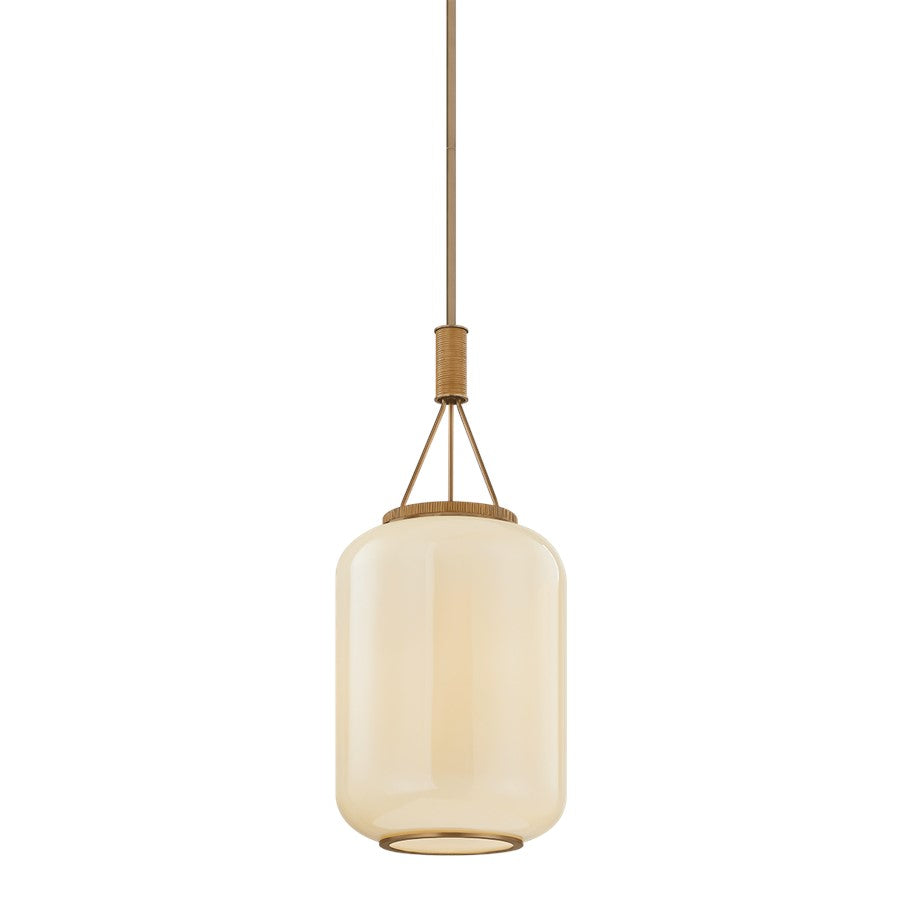 Troy Lighting Judson 1 Light 14" Lantern, Patina Brass/Cream Opal - F4814-PBR
