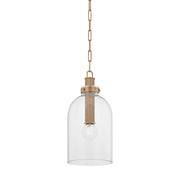 Troy Lighting Kori 1Lt 9" Pendant, Patina Brass/Clear - F4909-PBR