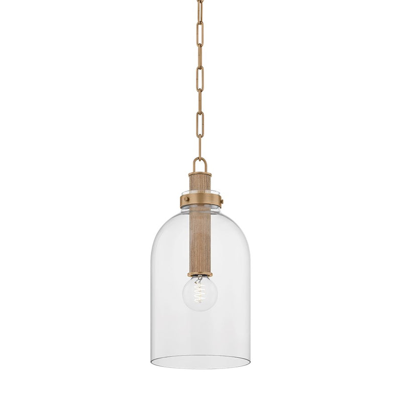 Troy Lighting Kori 1Lt 9" Pendant, Patina Brass/Clear - F4909-PBR