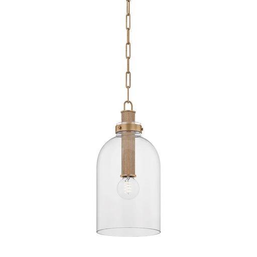 Troy Lighting Kori 1Lt 9" Pendant, Patina Brass/Clear - F4909-PBR