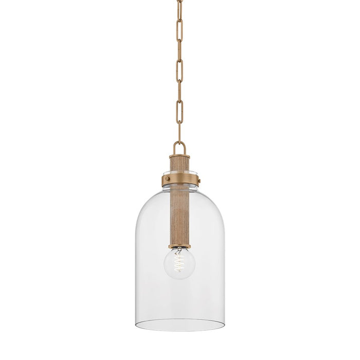 Troy Lighting Kori 1Lt 9" Pendant, Patina Brass/Clear - F4909-PBR