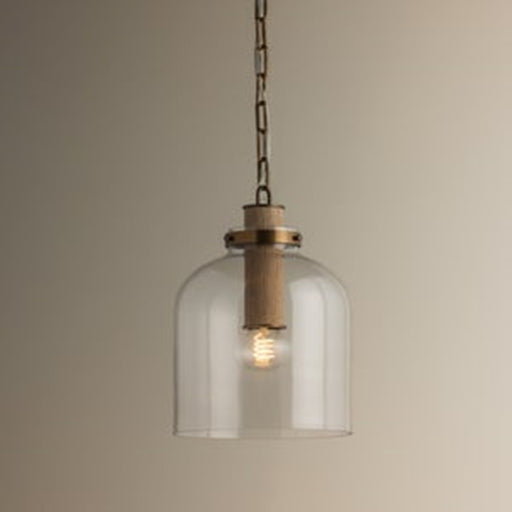 Troy Lighting Kori 1Lt 9" Pendant, Patina Brass/Clear