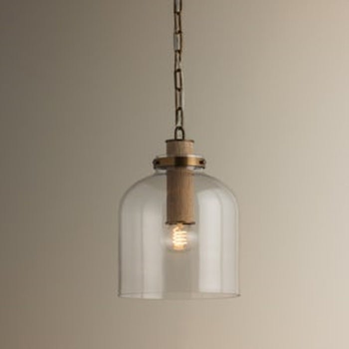 Troy Lighting Kori 1Lt 9" Pendant, Patina Brass/Clear