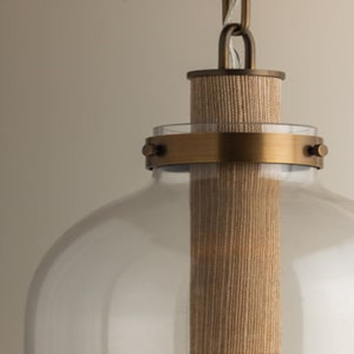 Troy Lighting Kori 1Lt 9" Pendant, Patina Brass/Clear