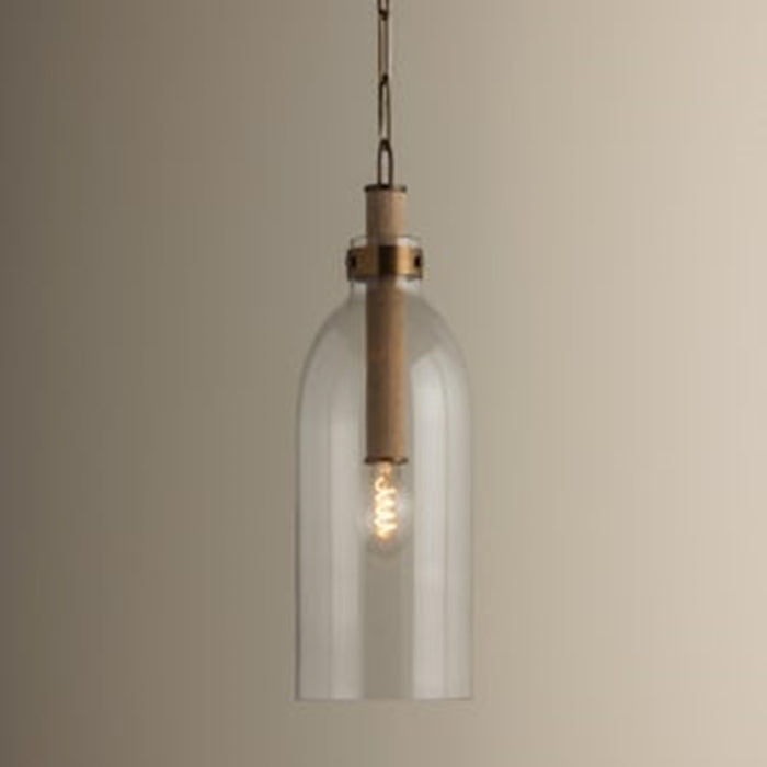 Troy Lighting Kori 1Lt 9" Pendant, Patina Brass/Clear