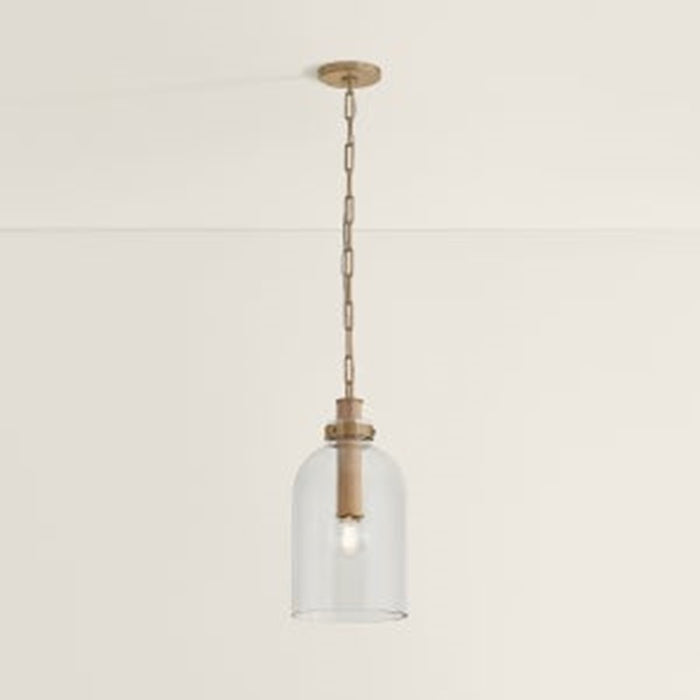 Troy Lighting Kori 1Lt 9" Pendant, Patina Brass/Clear