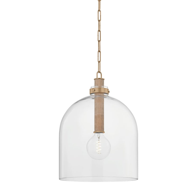 Troy Lighting Kori 1Lt 16" Pendant, Patina Brass/Clear - F4916-PBR