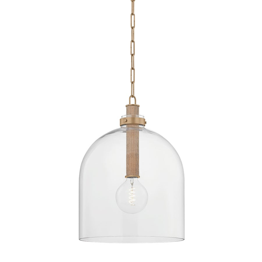 Troy Lighting Kori 1Lt 16" Pendant, Patina Brass/Clear - F4916-PBR