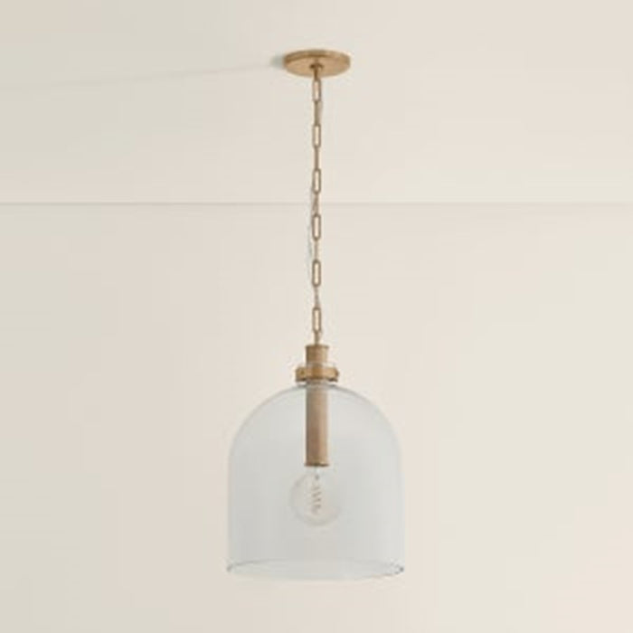 Troy Lighting Kori 1Lt 16" Pendant, Patina Brass/Clear