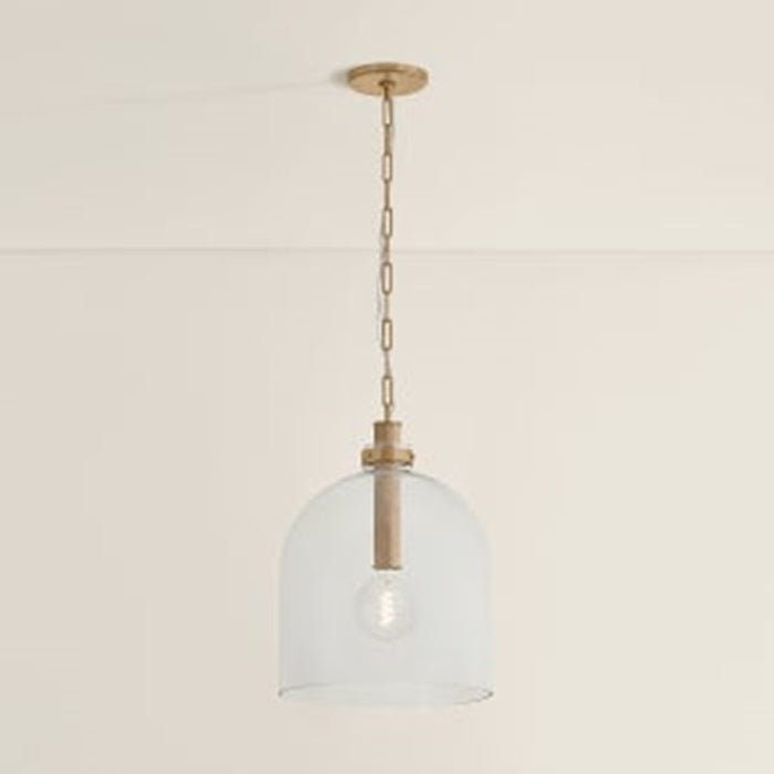 Troy Lighting Kori 1Lt 16" Pendant, Patina Brass/Clear