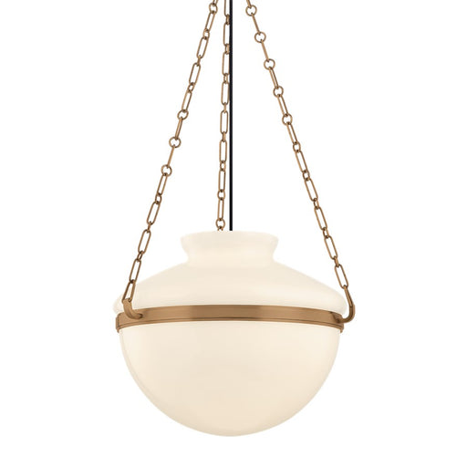 Troy Lighting Paradigm 1Lt 19" Pendant, Patina Brass/Opal Glossy - F5119-PBR
